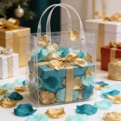 900PCS Teal Aqua Mint Gold Silk Rose Flower Petals Party Confetti Table
