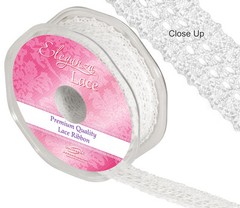 ELEGANZA GEORGIAN LACE RIBBON WHITE/IVORY 27MM X 10METERS