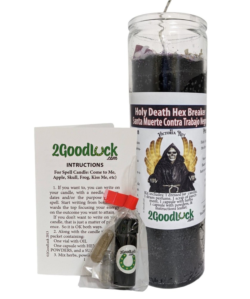 Holy Death Hex Breaker Dressed Candle Kit – Santa Muerte Contra Trabajo Negro