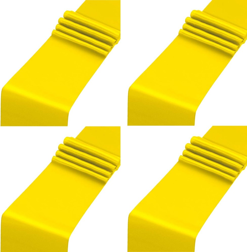 4x Yellow Satin 12″x 108» Table Runner Long Bright Silk Smooth Wedding Party