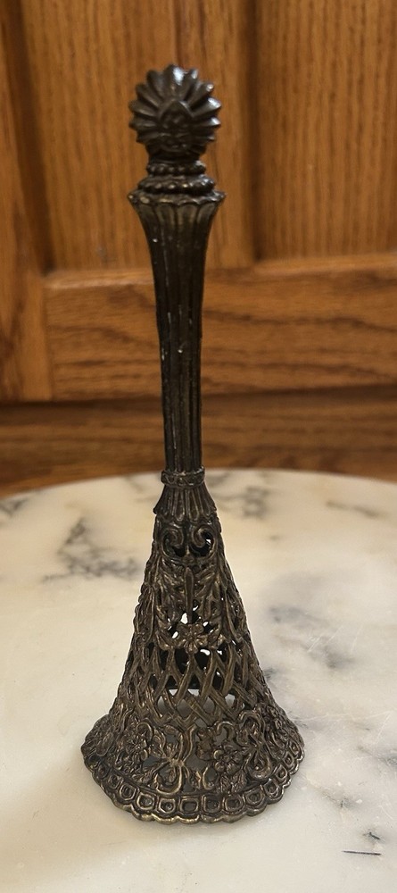 Vintage Brass Tussie Mussie Posy Holder – Ornate Filigree Victorian Revival W1