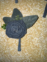 Set Of Four Denim Bridal Wedding Rose Boutonnières For Groomsmen