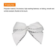 100Pcs Mini Metallic Edge Ribbon Bow 1″ Flower Bows Soft Silver Edge White