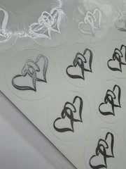 Foil Double Heart Self-Adhesive Envelope Seals/Stickers Wedding Engagement White