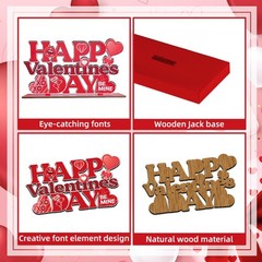 Valentines Day Table Decorations for Home Wood Decor 11.8×6.5 Inch, Red