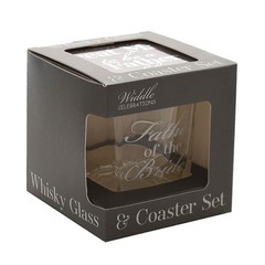 Wedding Whisky Glass and Coaster Set Boxed Thank You Gift – Father of the Bride