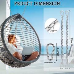 4 Pack 25in Hanging Swing Chain with 4 Carabiners, 440LB Capacity Hanging Kit…