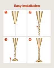 VEVOR 20 PCS Wedding Flower Vase 16.9in Tall Trumpet Table Centerpieces Gold