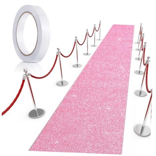 Carpet Runner for Party 4.6 x 60 Feet Runway Rug 4.6 x 16.4 Feet Glitter Pink