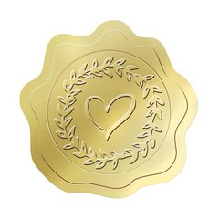 PigPotParty 100 PCS Gold Embossed Envelope Stickes-Heart Stickes Foil Envelop…