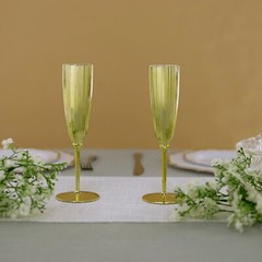 5 oz Gold Premium Metallic Plastic Champagne Flutes Disposable Flutes Wedding