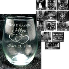 Personalized Stemless Wine Glasses Custom Wedding Party or Anniversary Gifts