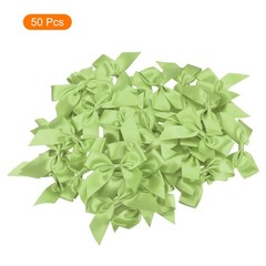 50Pcs Mini Ribbon Bows 2.5″ Mini Fabric Satin Ribbon Flower Bows Olive Green