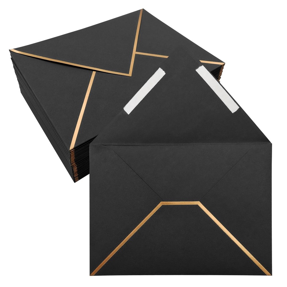 XHKDSYMC 50 Pack 5×7 Envelopes Self Seal, Black for 5×7,