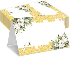 Floral Place Cards, Honeycomb Seat Cards for Table Setting, Pack of 25 Half-Fold
