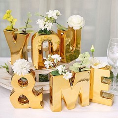 GOLD 6″ Ceramic K Symbol Flower VASE Table Centerpiece Party Events Decorations