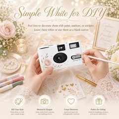 Entallor 6 Pack Disposable Cameras Bulk for Wedding with 6 Pack, White