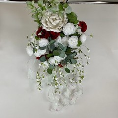 Bridal Hanging Flower Decorations White & Red Roses