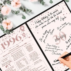 30th Birthday Decorations for Her or Women, Black Pink Back in 1996 Poster, 3…