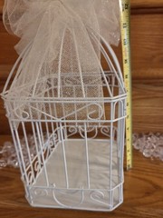 Bird Cage Wedding Card Gift Box White Metal Hinged Top Bow 84 Plastic Scatter…
