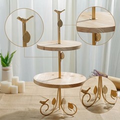 Double-Level Dessert Stand Decorative Dessert Stand Featuring Wooden Shelves