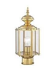 Lighting 2117-02 Post Light Fixture, Polished Brass | Clear Beveled Glass
