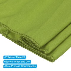 10Pcs 14″x5″ Stretch Chair Sashes Bows Chair Bands Sash with Buckle Green