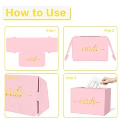 Light Pink and Gold Foil Card Box For Wedding Birthday Party Gift Box