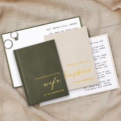 Elegant Velvet Wedding Vow Books With Gold Foil Lettering His and Hers Vow Books