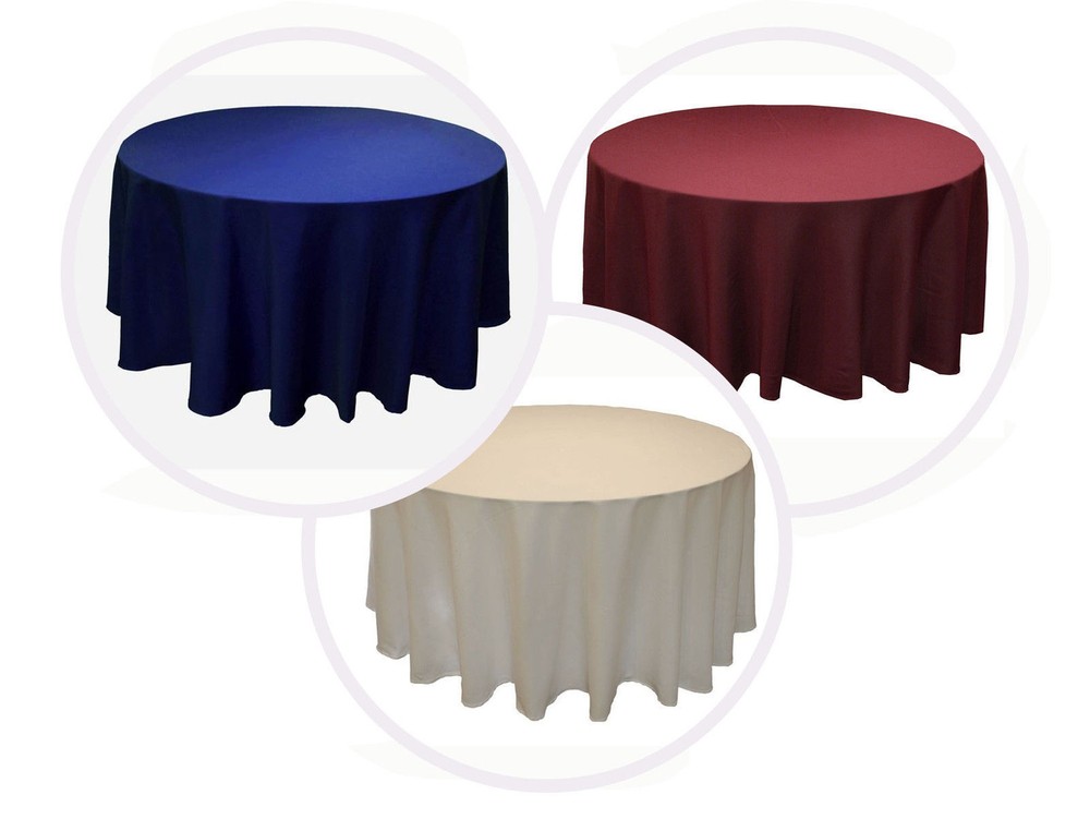 14 LOT 120″ inch ROUND Tablecloth Polyester WEDDING 25 COLOR 5′ Ft table cover