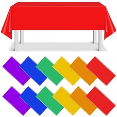 12 Pack Assorted Color Rectangle Plastic Tablecloth 12pcs, Rainbow