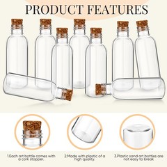 Lounsweer 50 Pack 2 oz Clear Plastic Sand Art Bottles with 2 oz, Wood color