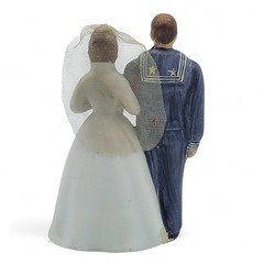 Vintage 1950s Wilton Bisque Navy Sailor Bride Wedding Cake Topper Figurine READ