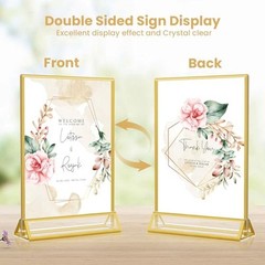 5×7 Gold Acrylic Sign Holder, 12 Pack Wedding Table Vertical-12 Pack-5 x 7