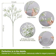 30 Pcs Babys Breath Artificial Flowers, 17.7″ Real Touch White Gypsophila