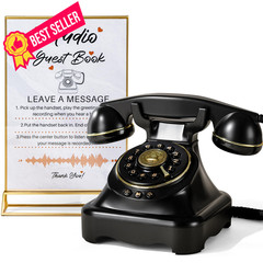 FiayaCom Audio Guest Book Wedding Phone with One-Touch Large Black+Sign