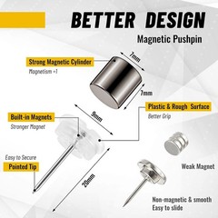 20 Shiny Black Magnetic Push Pin Thumb Tacks Poster Hanger Thumb Tack Set