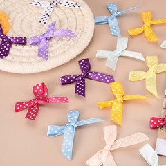 50 Pcs Mini Ribbon Bows, 2″ Tiny Bows with Polka Dots for Crafts, Light Pink