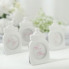 4 White Pink 4″ Mini Feeding Bottle PICTURE FRAMES Baby Shower Favors Party Home