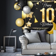 Happy 10th Birthday Balloons Gold Set Decor – Cheers to 10 Years Old Party Th…