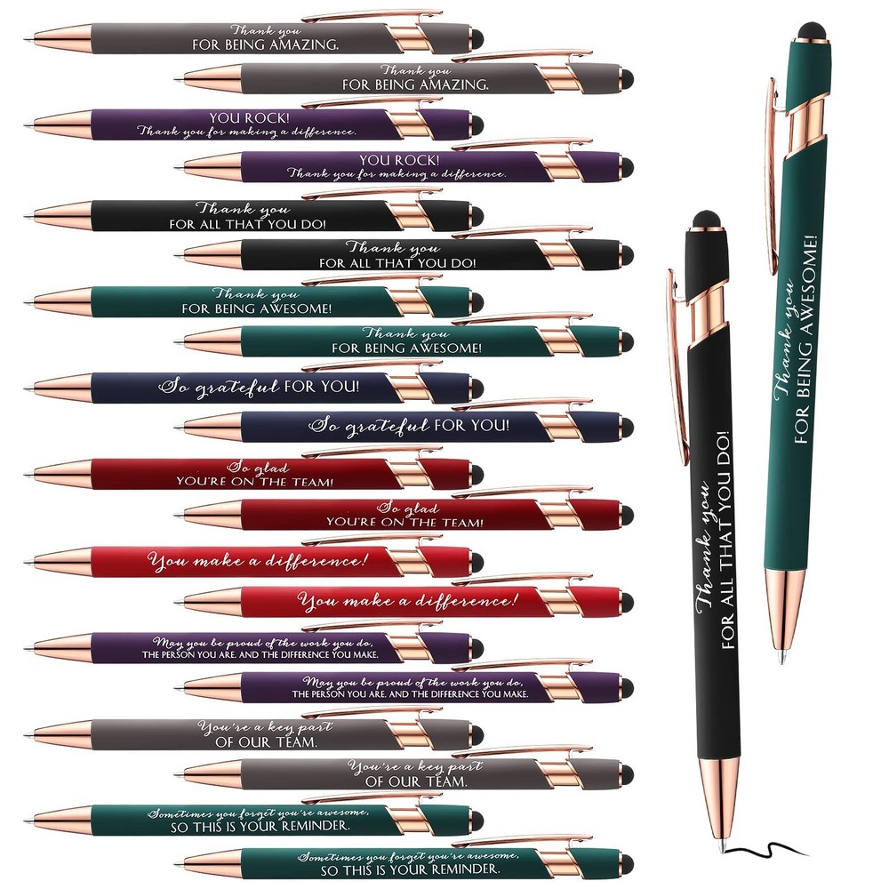 Fuutreo 30 Pcs Inspirational Pens Bulk Thank You Gifts Motivational Quote Scr…