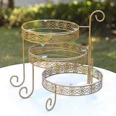 Gold Clear 28″ Round 3-Tier Metal Rotating Cupcake Stand Acrylic Plates Party