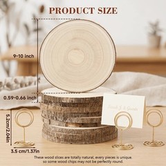 10 PCS 9-10 Inch Large Wood Slices Natural Wooden Circles Wedding Centerpieces