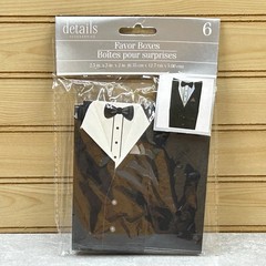 Details Accessories Wedding Favor Boxes Groom Tuxedo Suit Black White Pkg of 6