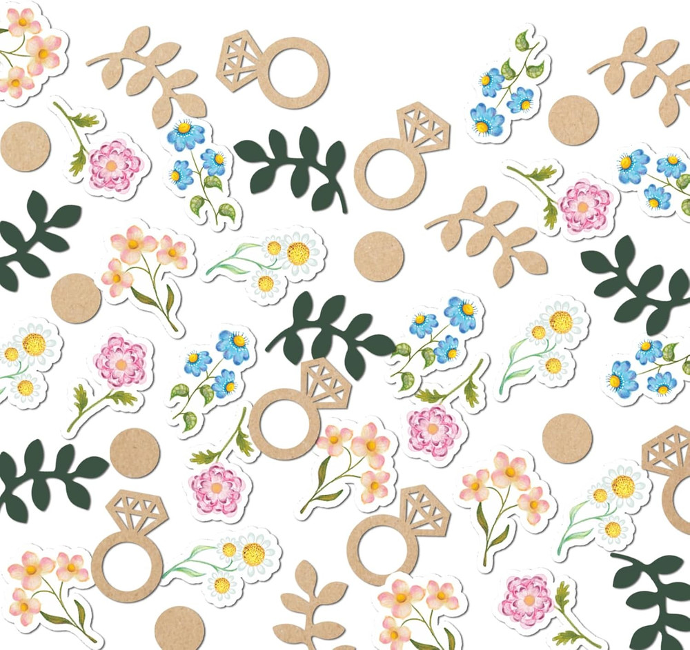 200Pcs Flower and Greenery Wedding Confetti for Tables, Rustic Vintage off the M