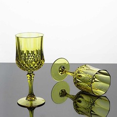 GREEN 6 Plastic 8 oz Crystal Cut Goblets WINE GLASSES Party Events Decorations