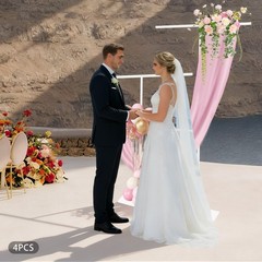 White 4PCS Metal Wedding Backdrop Stands,Party Adjustable Height Backdrop Stands