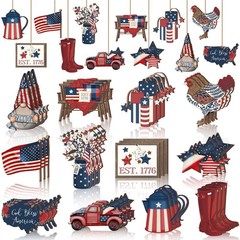 36 Pcs Christmas Ornaments for Tree Patriotic Tree Decoration Rustic Red Whit…
