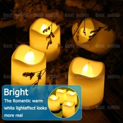 24/48PCS Flameless LED Tea Lights Votive Candles Lamp Decor Battery Operated Set