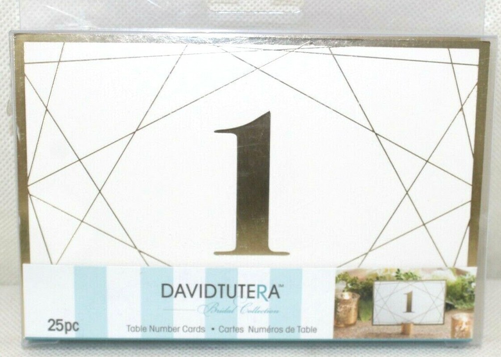 David Tutera Modern Geometric Gold Foil Paper Table Number Cards 25 Pieces